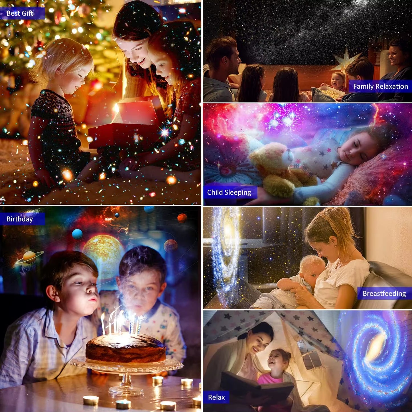 12-in-1 4K HD Star Projector and Planetarium Lamp with 360° Rotation for Kids' Rooms - Ideal Valentine's Gift